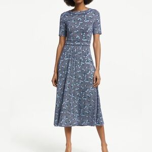 Boden Ava Jersey Floral Spot Dotted Midi Short Sleeve Dress
